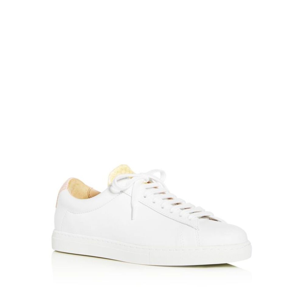 ZESPA Womens White Zsp 4 Apla Round Toe Lace-Up Leather Sneakers Shoes 38.5